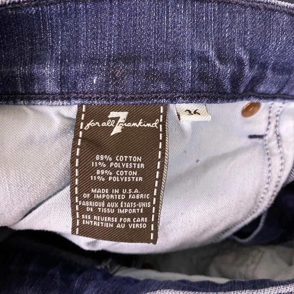 7 For All Mankind Brett Bootcut Jeans Men's Size 36x34 Blue Wash Denim Made USA